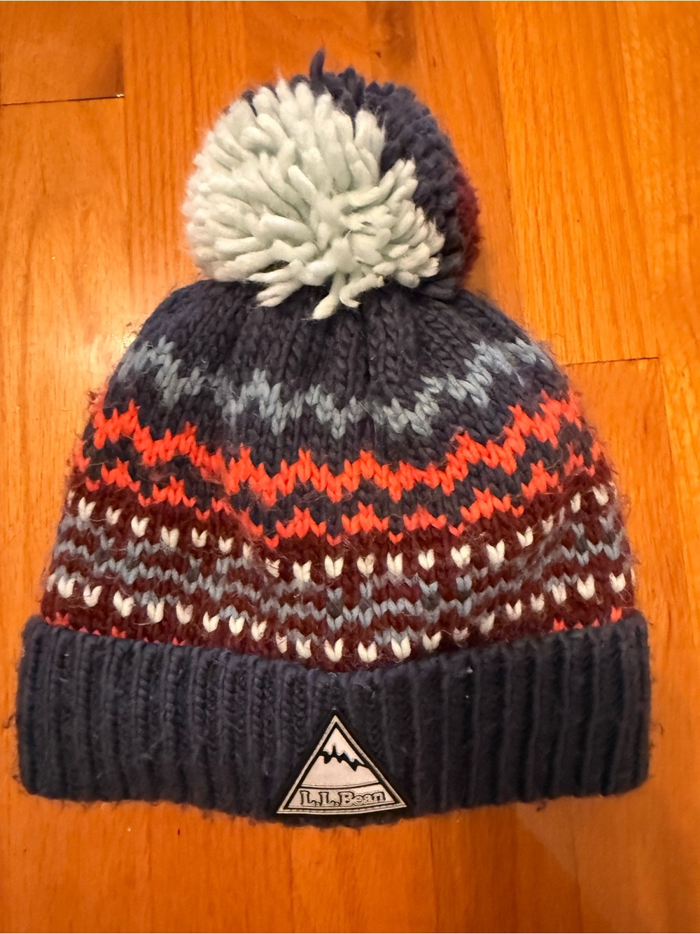 L.L. Bean Kids Knit Pom Beanie Hat - Navy, Coral, Light Blue, Maroon, White